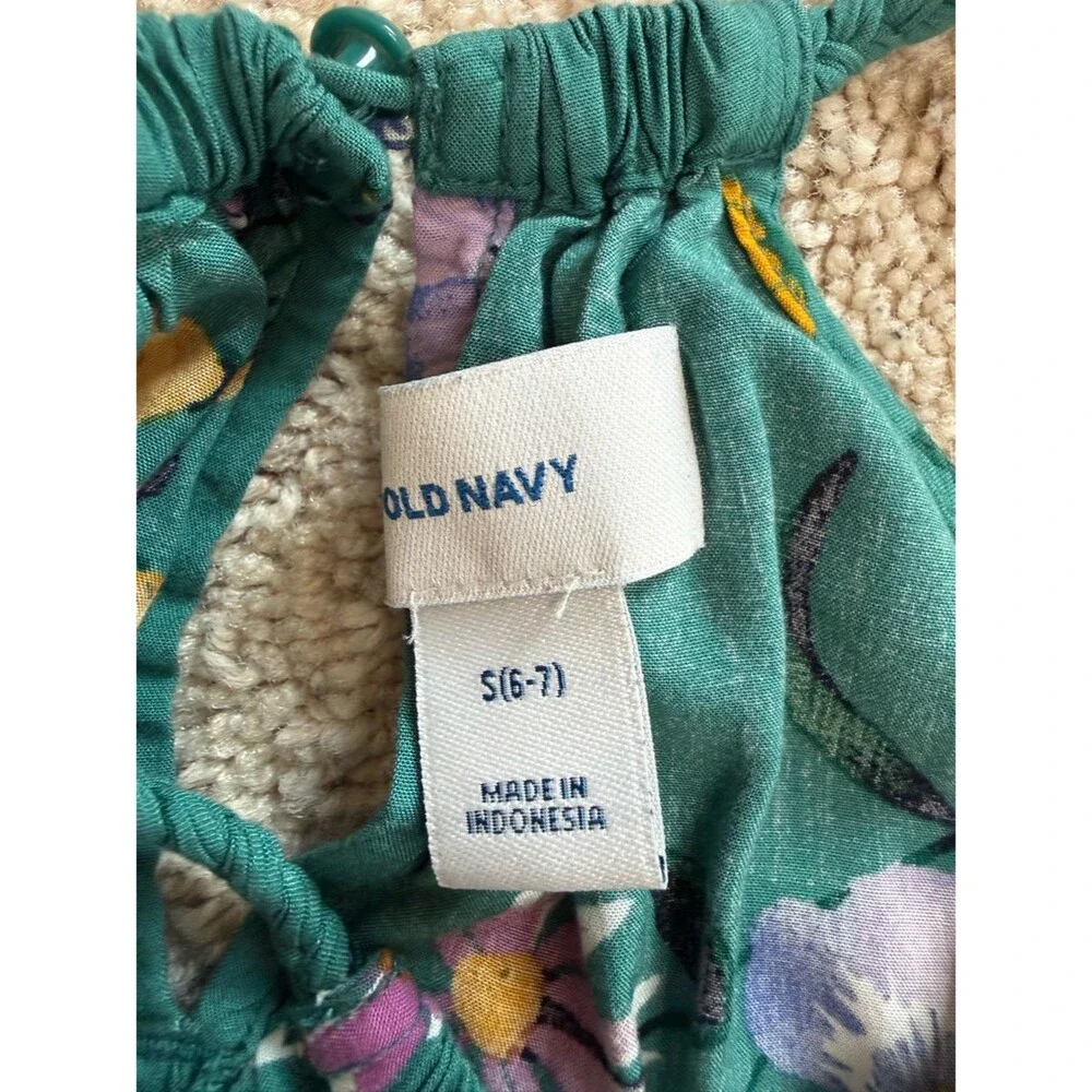 Old Navy Girls Teal Blue Floral Halter Sundress Braided Straps Boho Size S 6-7